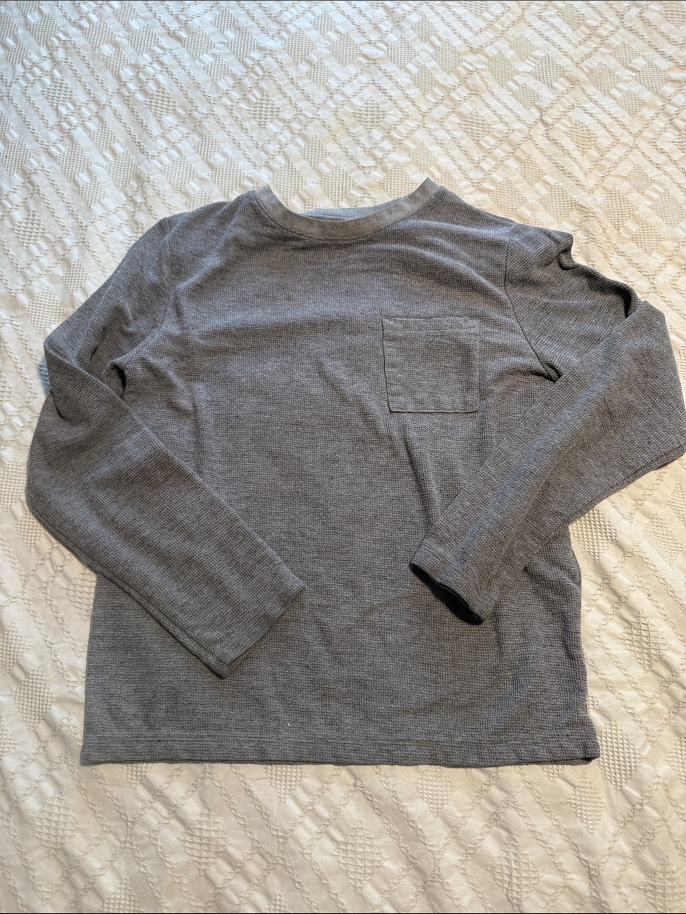 Men's Gray Long-Sleeve Crewneck Pocket Thermal